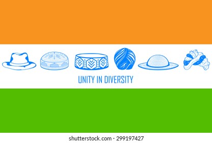 illustration of headgears of different Indian religion showing unity in diversity of India