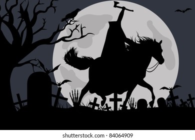 Illustration of a headless horseman