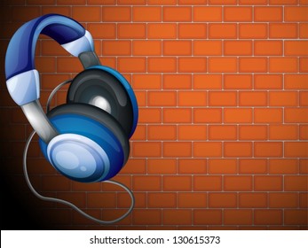 Illustration of a headset beside the wall