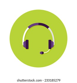 Illustration of Headset Callback Flat Circle Icon over Green