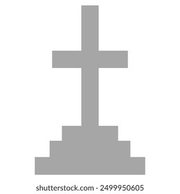 Illustration of headstone, grave with cross design