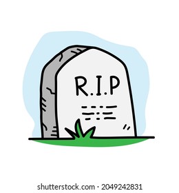 illustration of a headstone, hand drawn vector doodle of a gravestone in a cemetery.