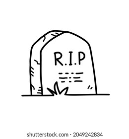 illustration of a headstone, hand drawn vector doodle of a gravestone in a cemetery.