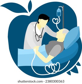 illustration of a health doctor examining a sick patient in colored cartoon form, this vector is very good for covers, covers, logos, banners,