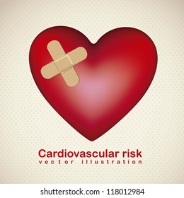 Illustration Of Health, Heart With A Adhesive Cure,  Cardiovascular Risk, Vector Illustration