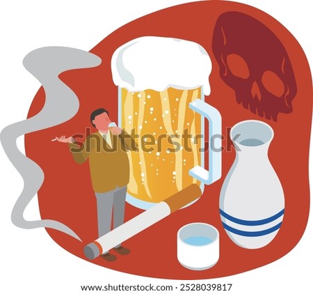 Illustration of the health risks of drinking and smoking