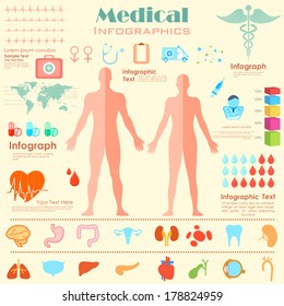 illustration of Healthcare and Medical Infographics with male and female anatomy