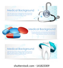 illustration of Healthcare and Medical with medicine and stethoscope