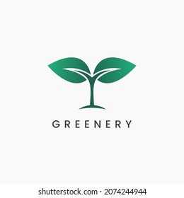 Illustration Healthy and fresh growing plant seeds logo design. Greenery logo design