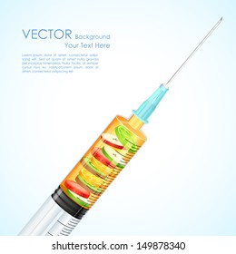 illustration of healthy fruit slices in syringe