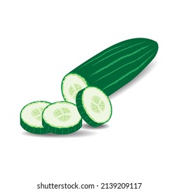 Illustration of healthy, hydrating and cooling cucumber isolated on a white background.