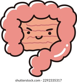 Illustration of a healthy intestine (large intestine  small intestine) character