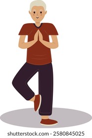 Illustration of Healthy Lifestyle for Elderly People. Flat Character Design.