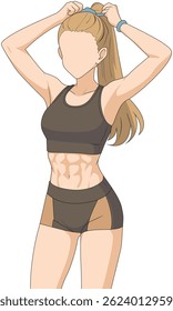 Illustration of healthy lifestyle. Women doing running activity. Athlete character in motion. Female sprinters athlete racing. Flat vector illustrations girl with black outfit and muscular body.