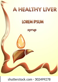 ILLUSTRATION OF THE HEALTHY LIVER. SYRUP,  DROP, label, sticker, tag, tab, BANNER