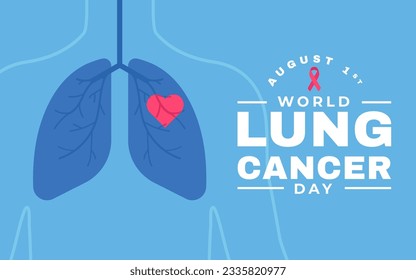 illustration of healthy lungs on a blue background. World Lung Cancer Day August 1st.