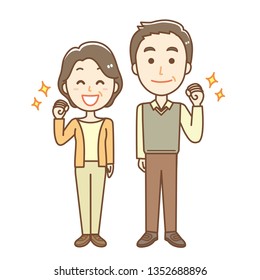 Illustration of a healthy old couple.