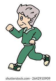 Illustration of a healthy senior man jogging energetically