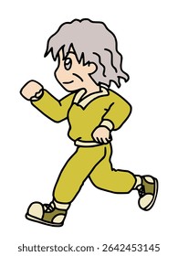 Illustration of a healthy senior woman jogging energetically