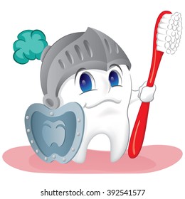 Illustration of a healthy tooth, protected and shielded against caries. Ideal for catalogs, informational and institutional material