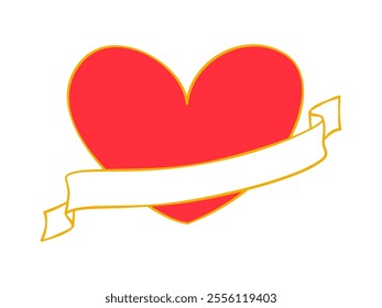 illustration of hear with ribbon