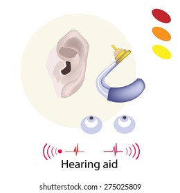 Illustration of Hearing Aid or Deaf Aid, A Device Which Amplifies Sound for The Wearer to Hear Better. 