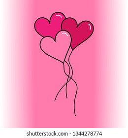 Illustration Of Heart Balloon Vector On Pink Background . Valentines Day Card