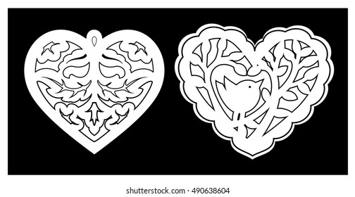 Illustration of Heart with bird for Full Etching