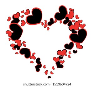Illustration heart black red vector background