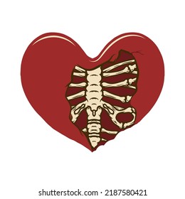 Illustration of heart from bones. Design element for poster, label, design. Vector illustration