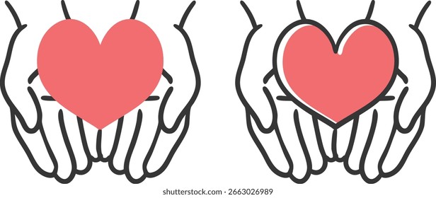 Ilustración de un corazón en ambas manos - Vector