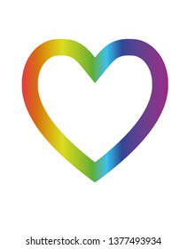Illustration of a heart contour with a rainbow gradient. 