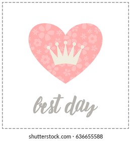Illustration of a heart with crown