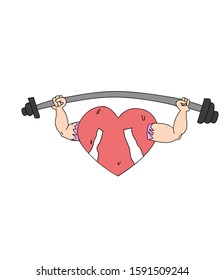 
illustration of a heart design while lifting a barbell