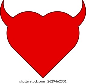 Illustration of Heart with Devil Horns