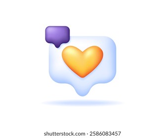 illustration of a heart with dialog box. concept of dating app, chat and love. romantic, dating, feeling, affection, soulmate. valentine's day. symbol or icon. minimalist 3d style design. element