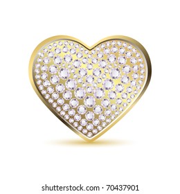 illustration of heart with diamonds on isolated background