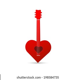 Illustration of a heart guitar isolated on a white background.