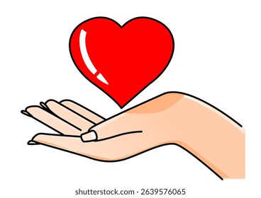 Illustration of a heart in hand