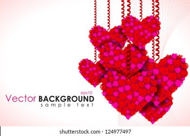 illustration of heart hanging on love background