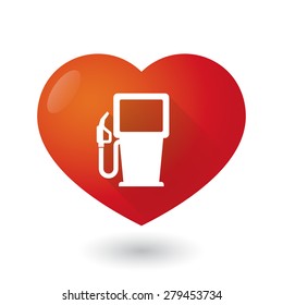 Illustration of a heart icon with a gas station