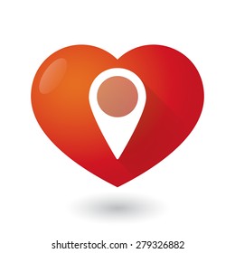 Illustration of a heart icon with a map mark