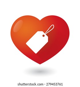 Illustration of a heart icon with a shopping label