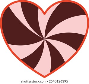 illustration heart icon with swirly on it brown and pink