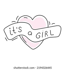 illustration heart with inscription for baby gender reveal party