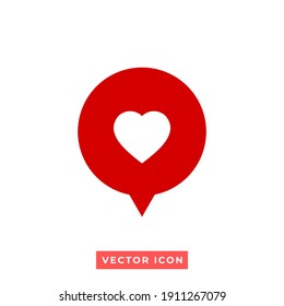 Illustration Of A Heart Inside A Bubble Chat Icon. Vector Symbol.