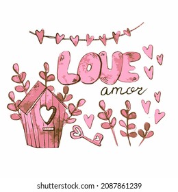 Illustration heart and key from heart love valentine's day