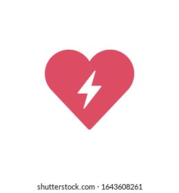 Illustration of heart with a lightning icon, charging heart. Stock Vector illustration isolated on white background.