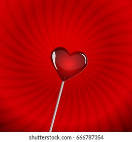 Illustration of heart lollipop.Vector illustration.