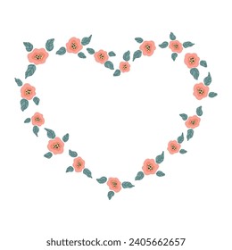 Illustration with a heart made of flowers, suitable for printing cards for Valentine's Day